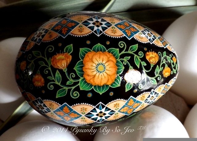 Peach Floral Ukrainian Easter Egg Pysanky By So Jeo